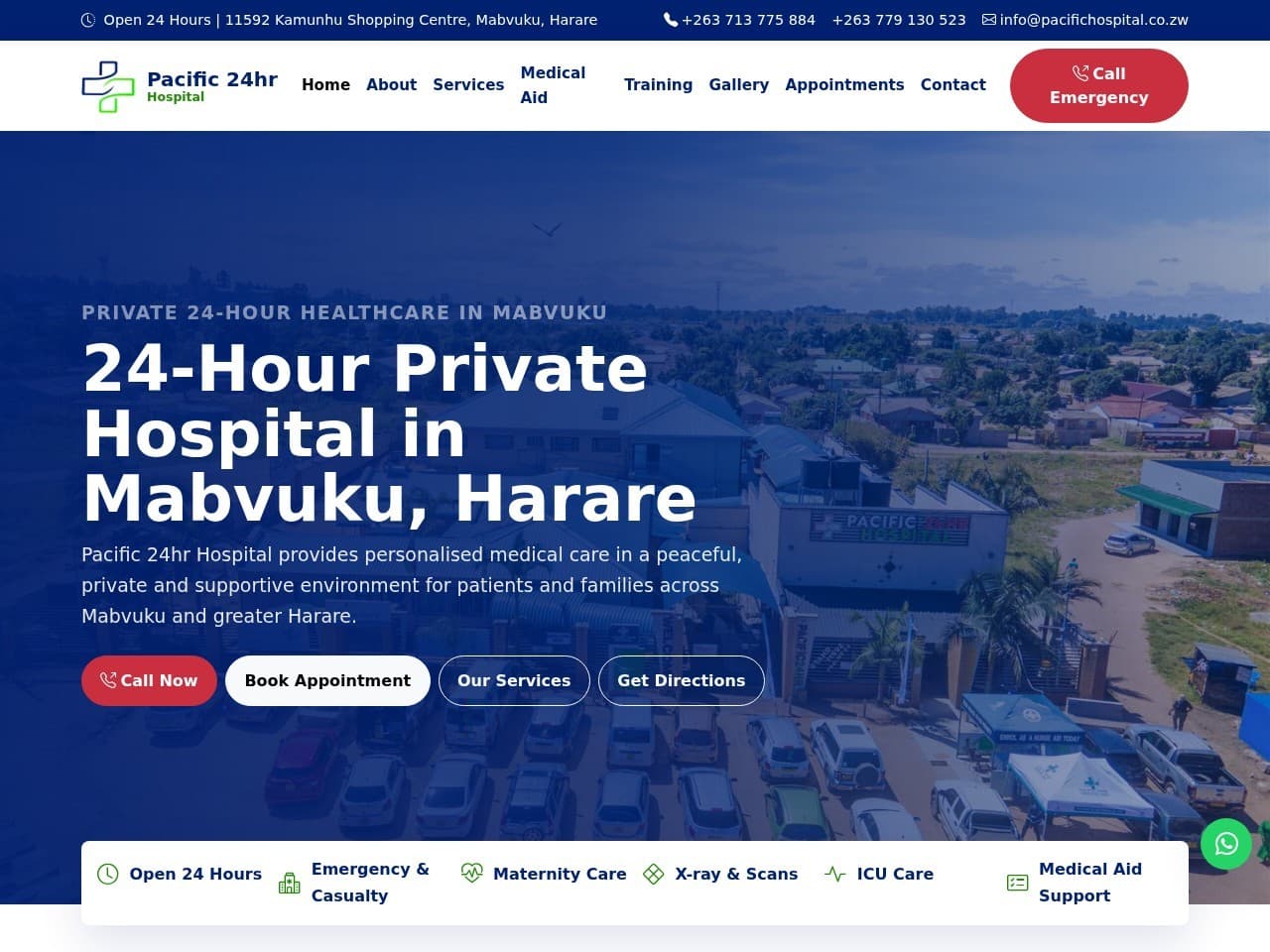 Pacific 24 Hospital website project by Antfarm Tech Solutions